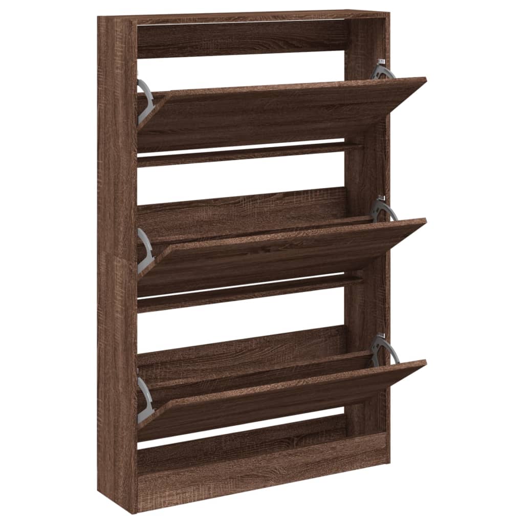 Shoe Cabinet Brown Oak 80x21x125.5 cm Engineered Wood