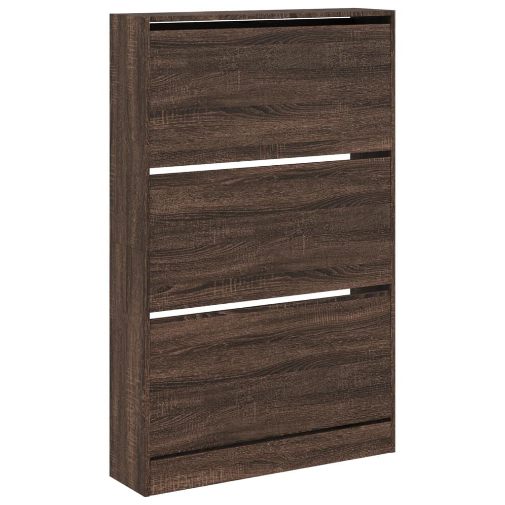 Shoe Cabinet Brown Oak 80x21x125.5 cm Engineered Wood