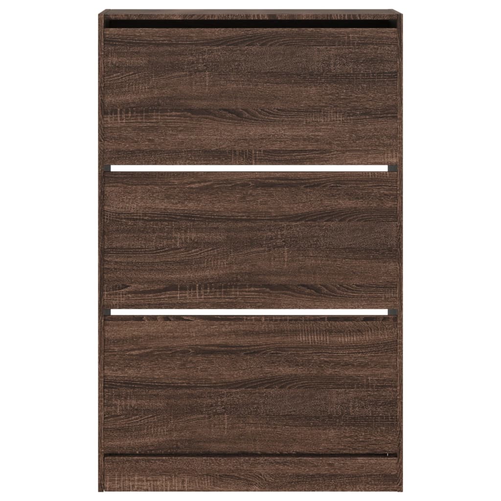 Shoe Cabinet Brown Oak 80x21x125.5 cm Engineered Wood