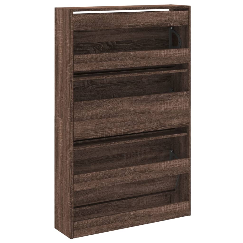 Shoe Cabinet Brown Oak 80x21x125.5 cm Engineered Wood