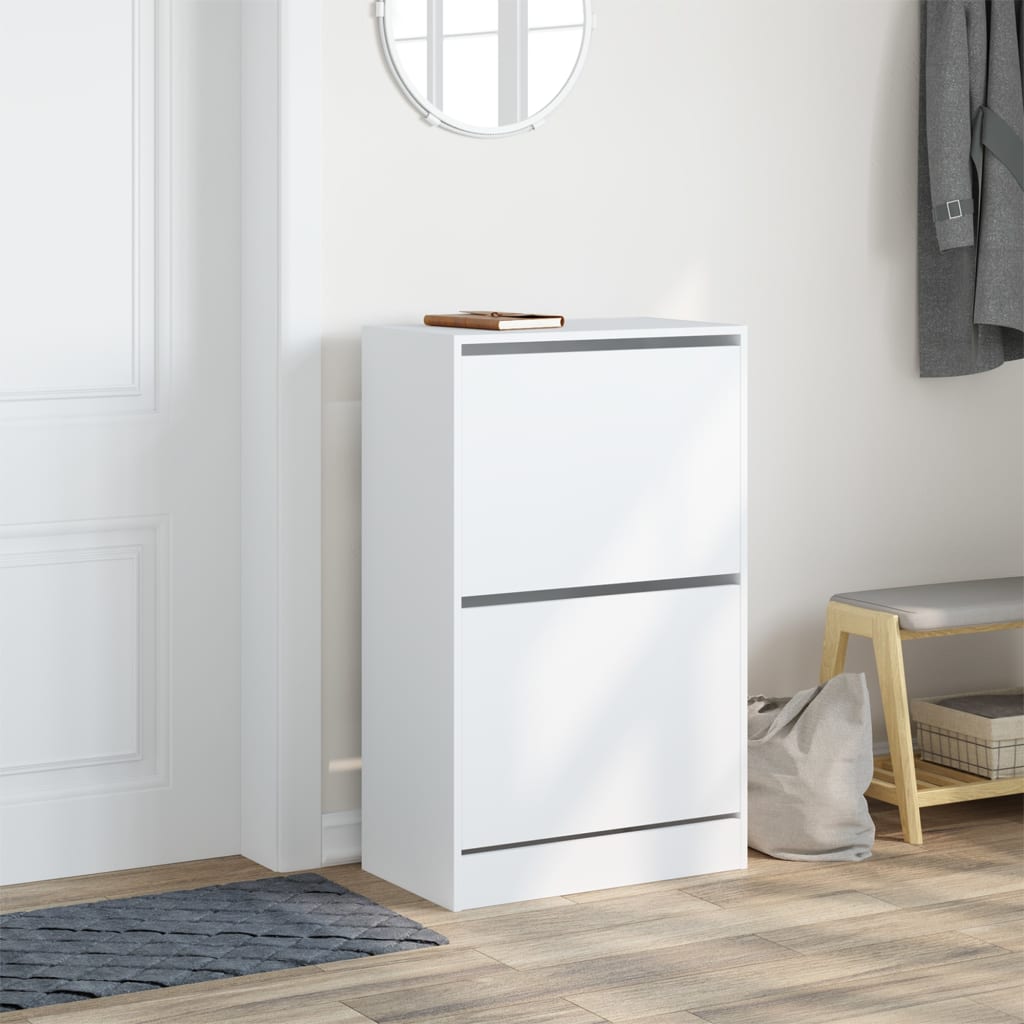 Shoe Cabinet White 60x34x96.5 cm Engineered Wood