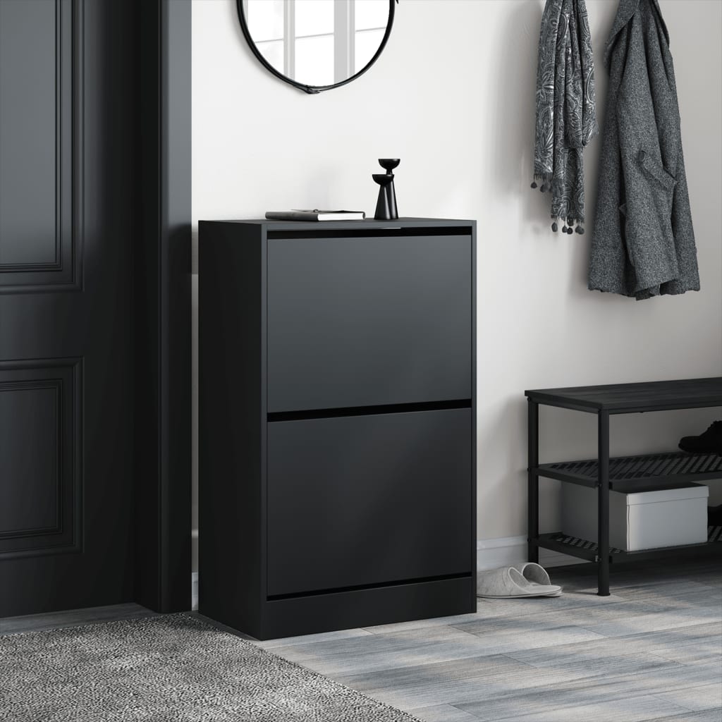 Shoe Cabinet Black 60x34x96.5 cm Engineered Wood