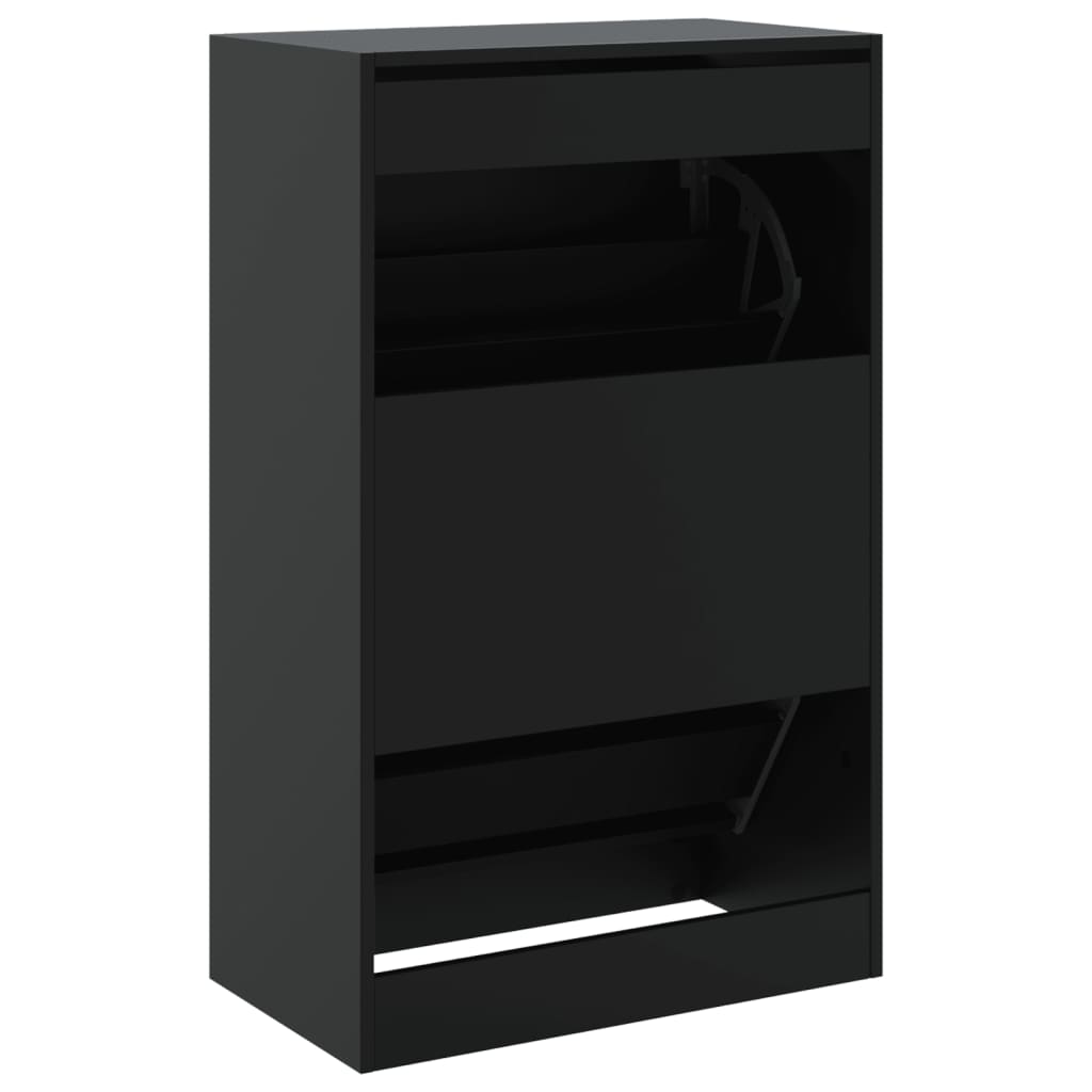 Shoe Cabinet Black 60x34x96.5 cm Engineered Wood