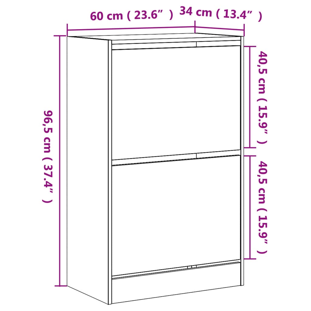 Shoe Cabinet Smoked Oak 60x34x96.5 cm Engineered Wood