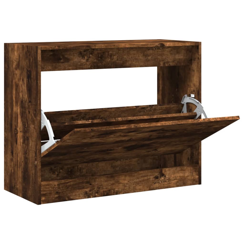 Shoe Cabinet Smoked Oak 80x34x63 cm Engineered Wood