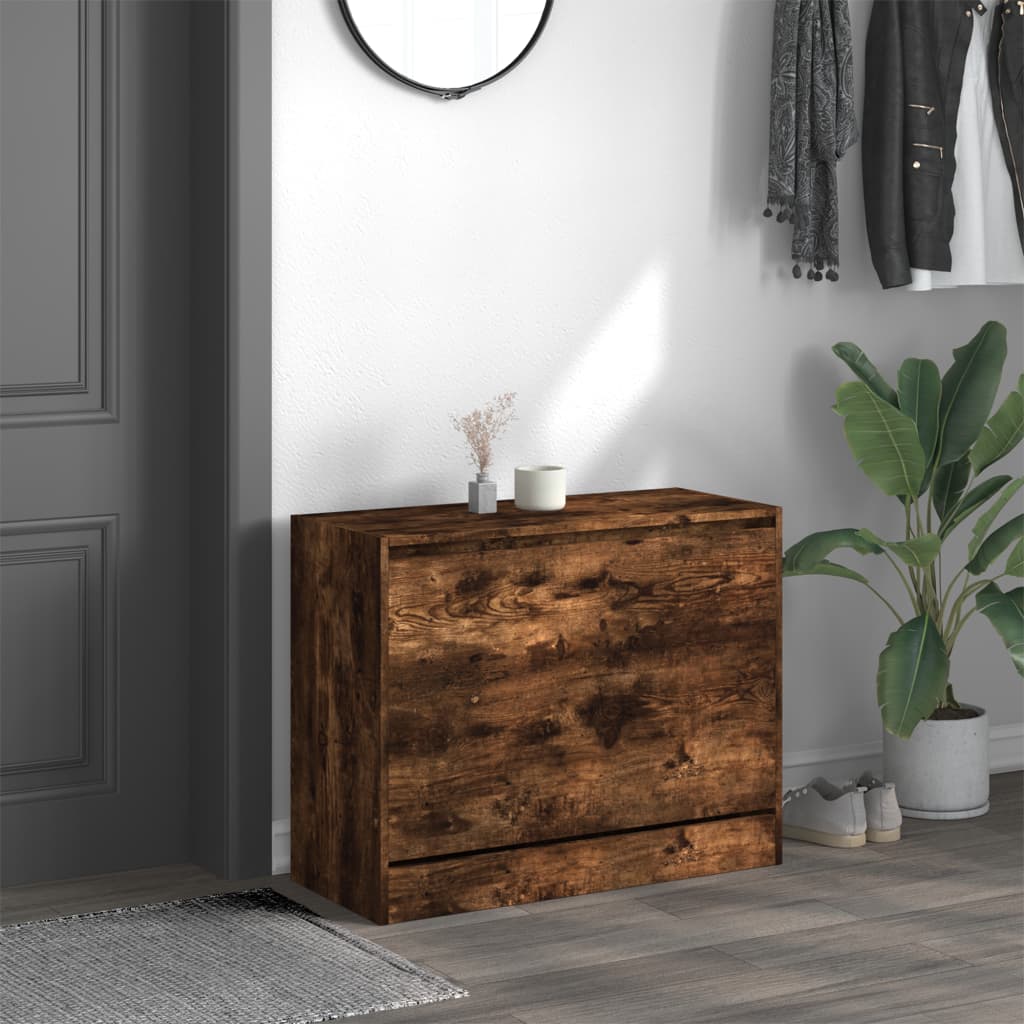 Shoe Cabinet Smoked Oak 80x34x63 cm Engineered Wood