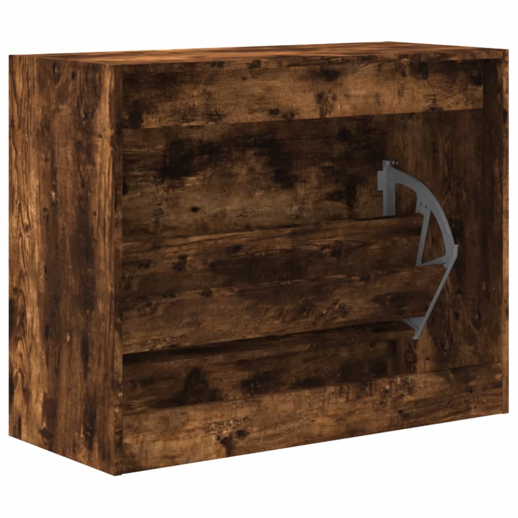Shoe Cabinet Smoked Oak 80x34x63 cm Engineered Wood