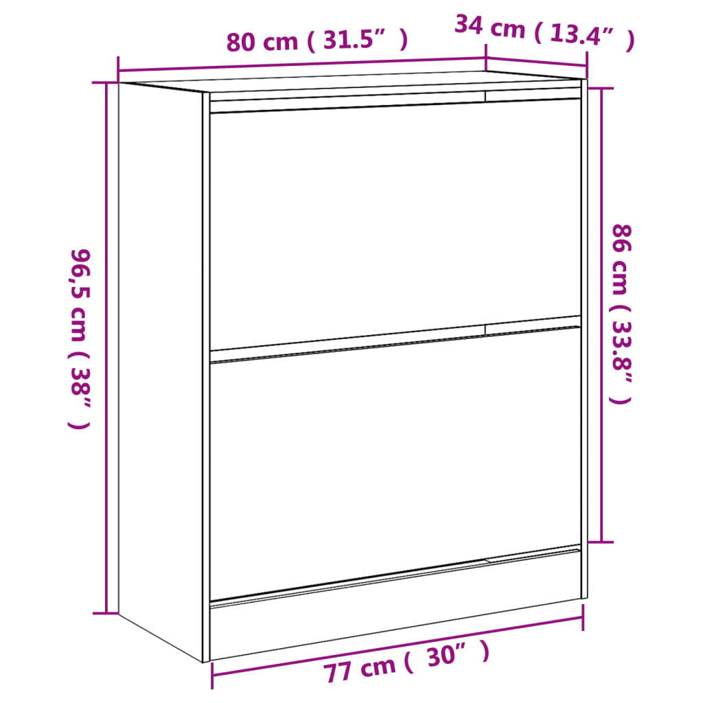 Shoe Cabinet Concrete Grey 80x34x96.5 cm Engineered Wood