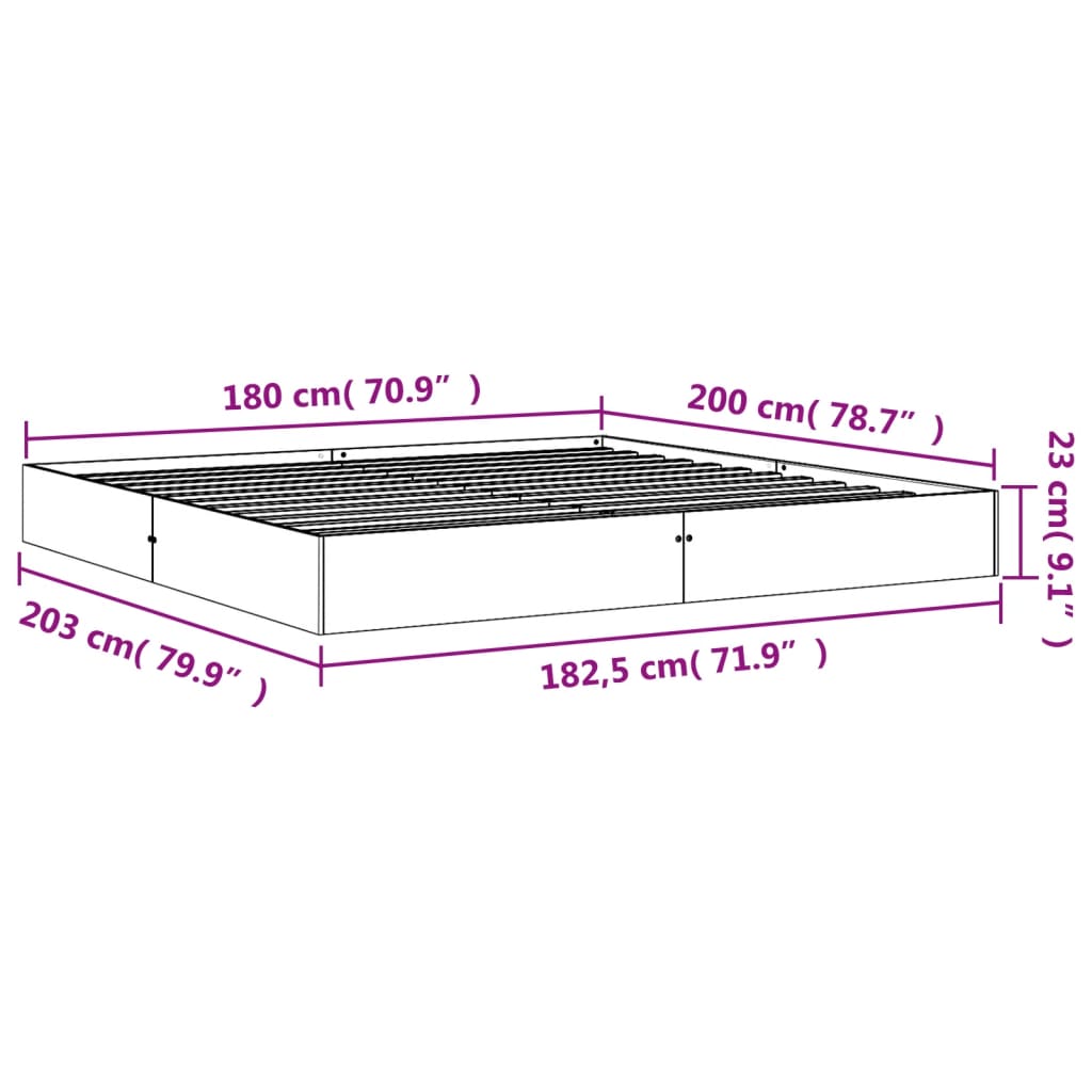 Bed Frame without Mattress Wax Brown 180x200 cm Super King Solid Wood Pine