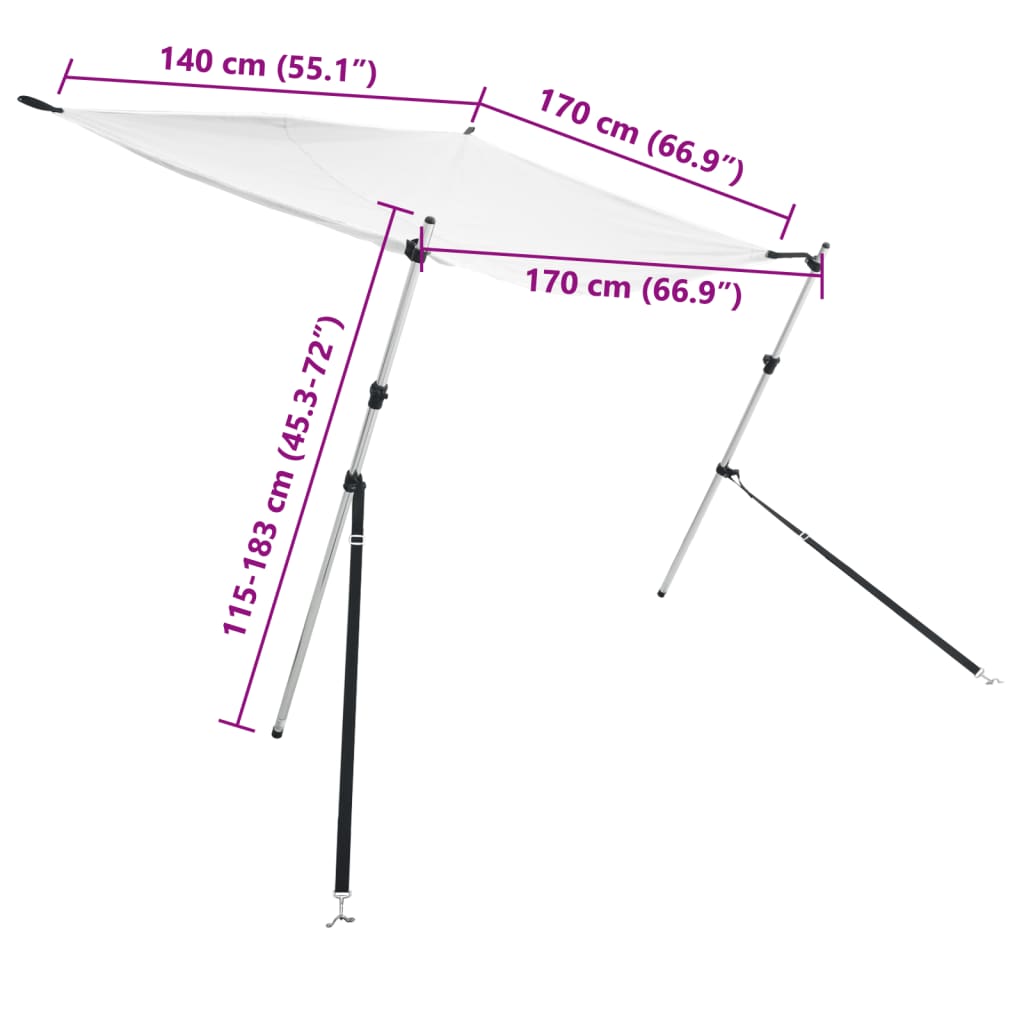 T-Top Shade Extension White 170x170x(115-183) cm