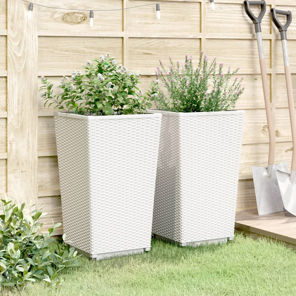 Garden Planters 2 pcs White 32.5x32.5x57 cm PP