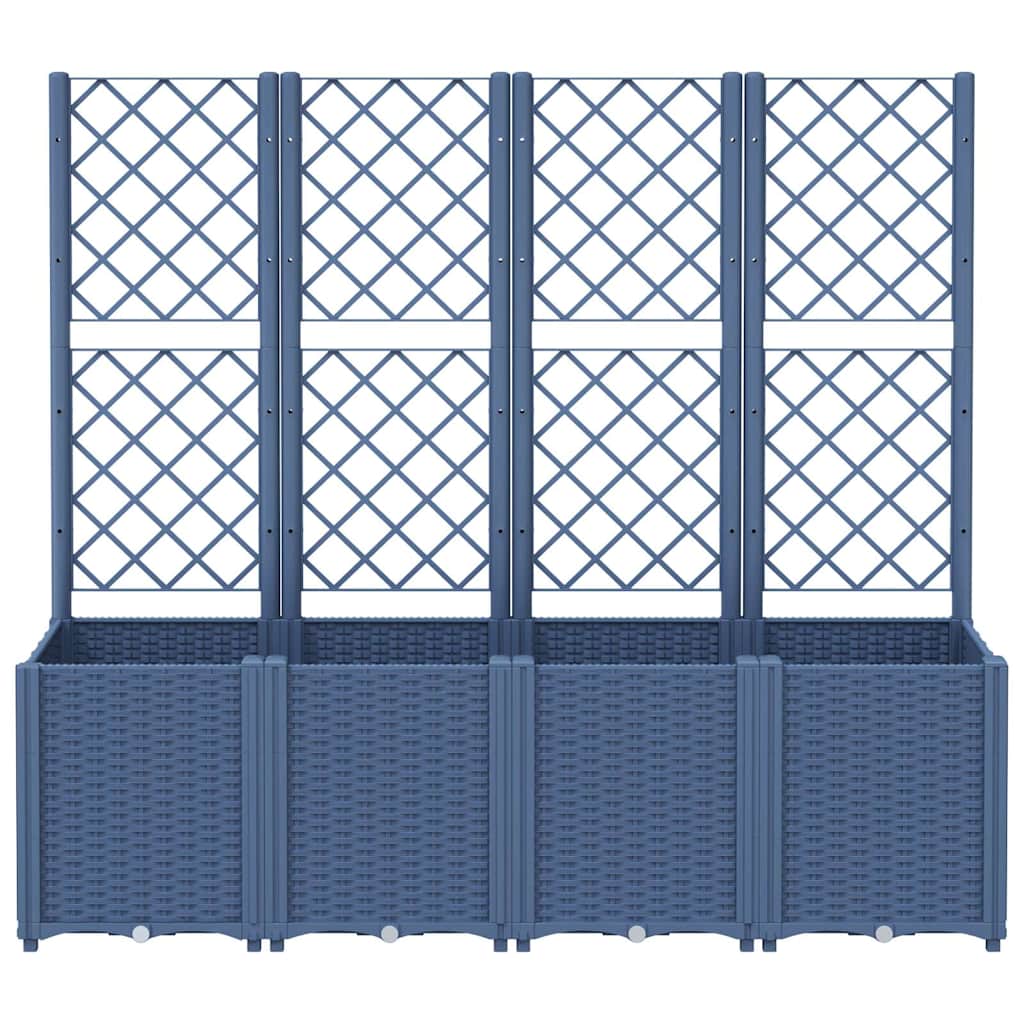 Garden Planter with Trellis Blue Grey 160x40x140 cm PP