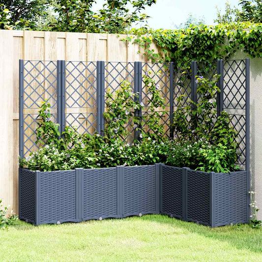 Garden Planter with Trellis Blue Grey 160x120x140 cm PP