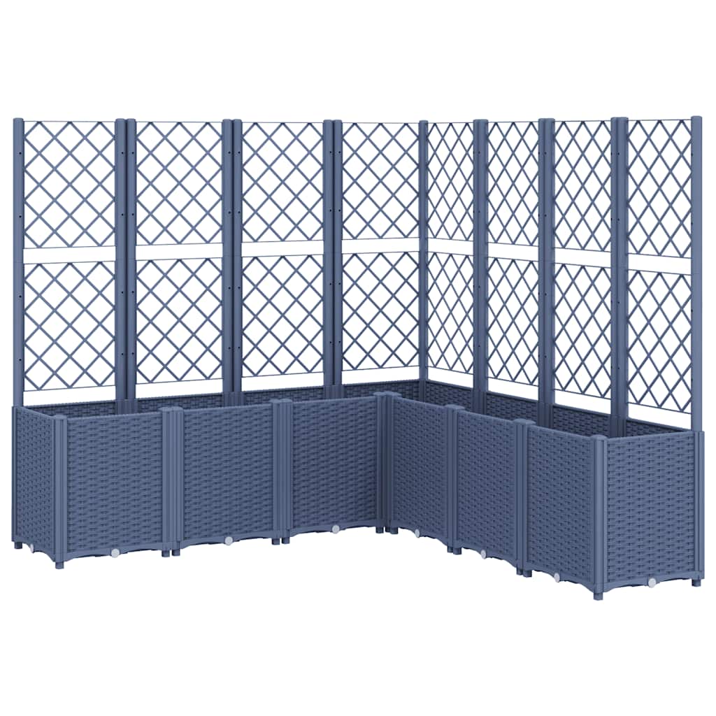 Garden Planter with Trellis Blue Grey 160x160x140 cm PP