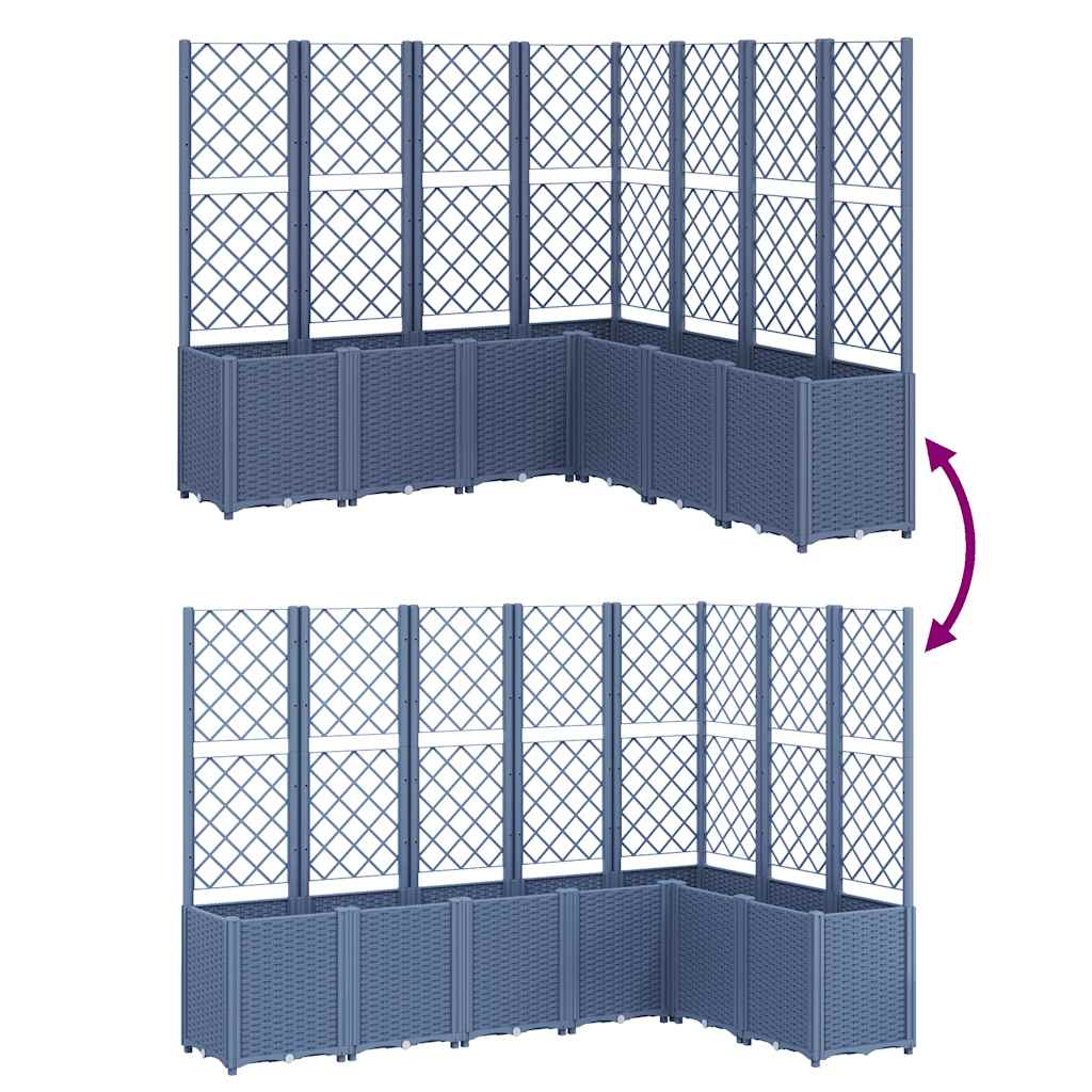 Garden Planter with Trellis Blue Grey 160x160x140 cm PP