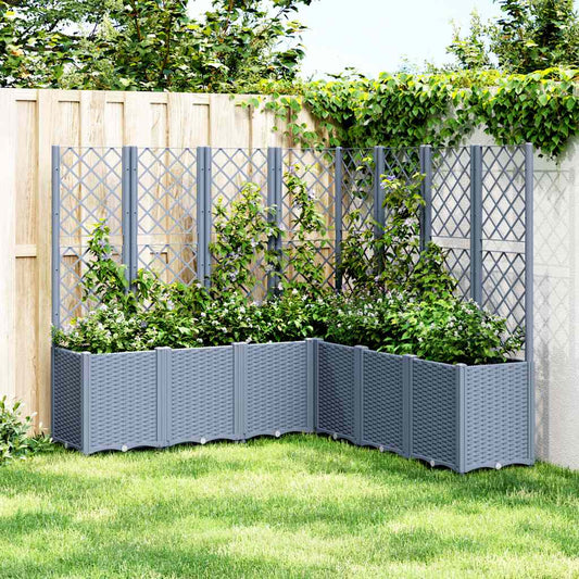Garden Planter with Trellis Blue Grey 160x160x140 cm PP