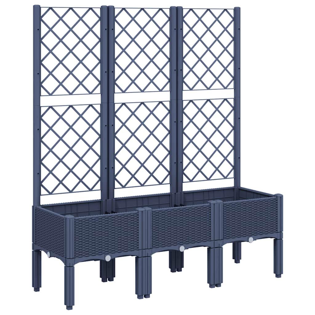 Garden Planter with Trellis Blue Grey 120x40x142 cm PP
