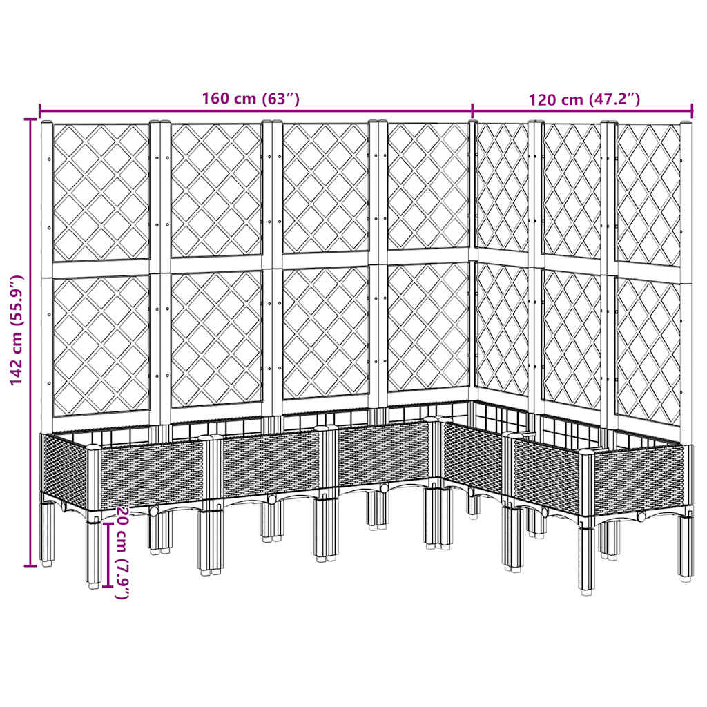 Garden Planter with Trellis Light Grey 160x120x142 cm PP