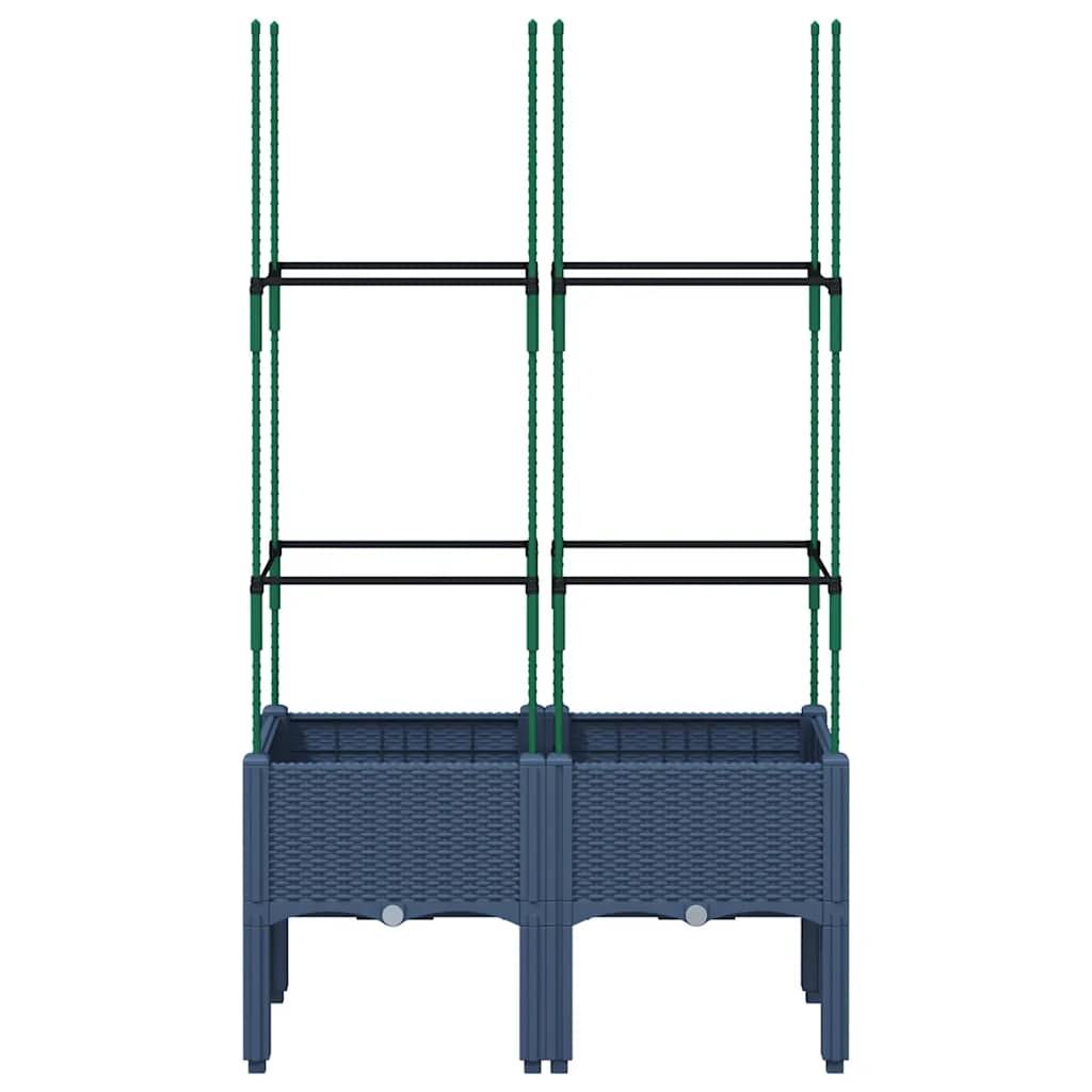 Garden Planter with Trellis Blue Grey 80x40x142.5 cm PP