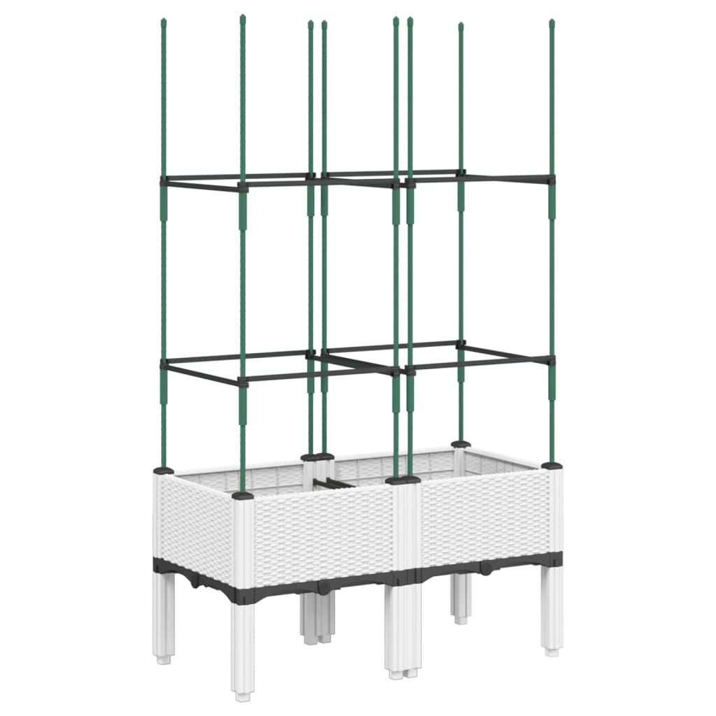Garden Planter with Trellis White 80x40x142.5 cm PP