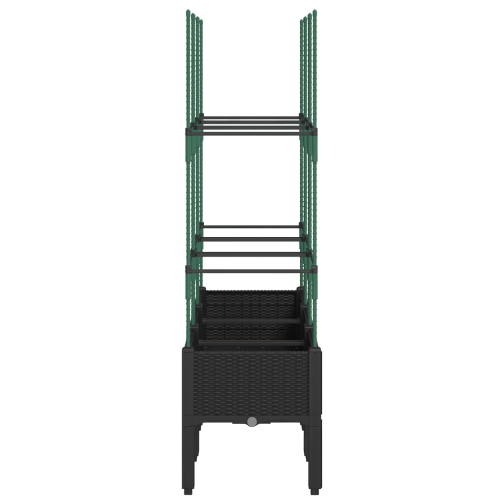 Garden Planter with Trellis Black 120x40x142.5 cm PP