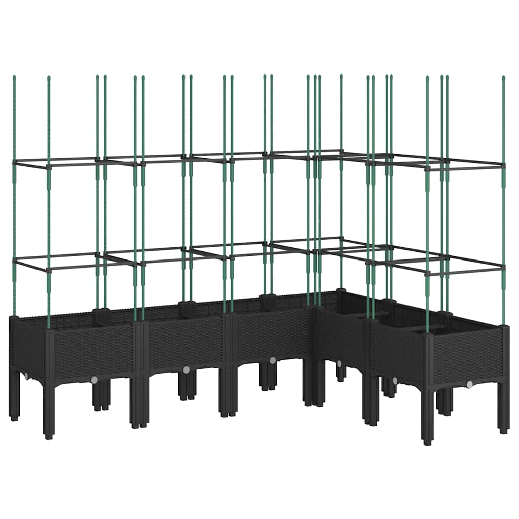 Garden Planter with Trellis Black 160x120x142.5 cm PP