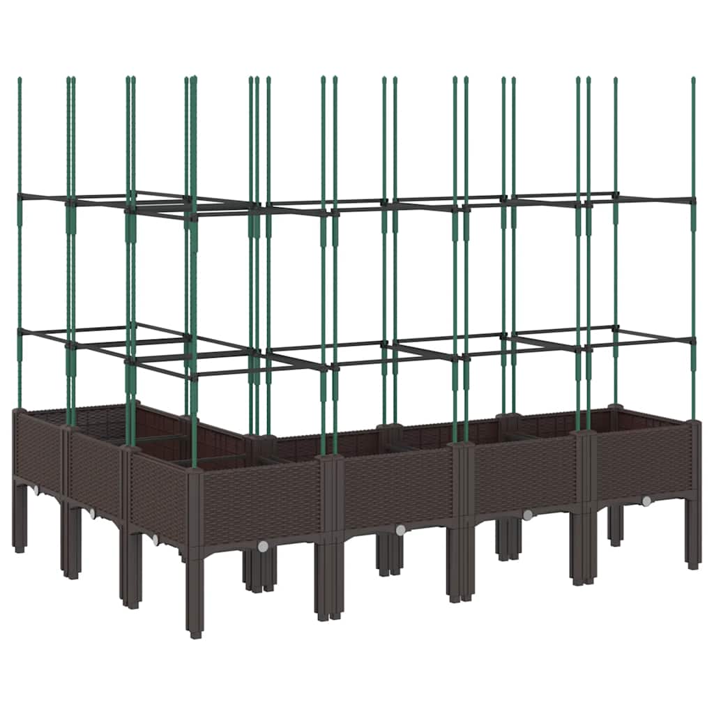 Garden Planter with Trellis Brown 160x120x142.5 cm PP
