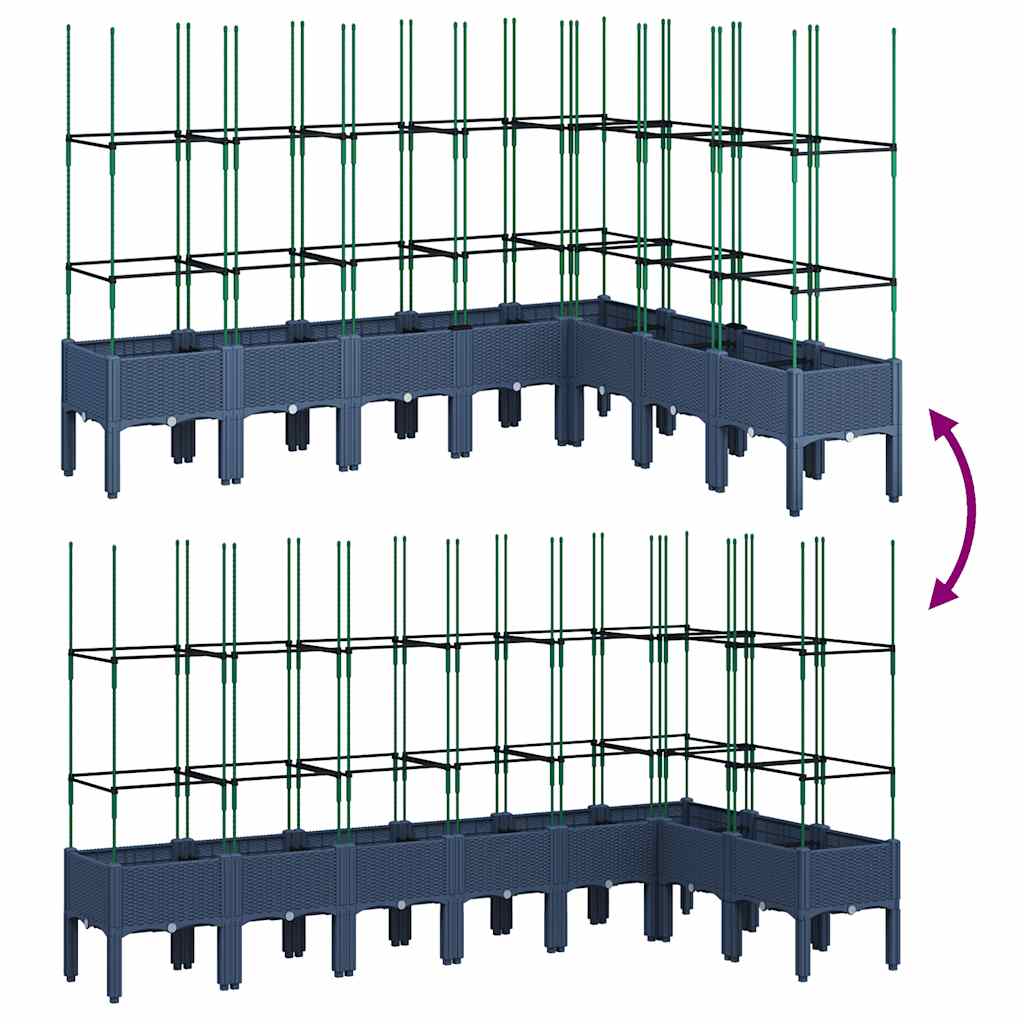Garden Planter with Trellis Blue Grey 200x160x142.5 cm PP