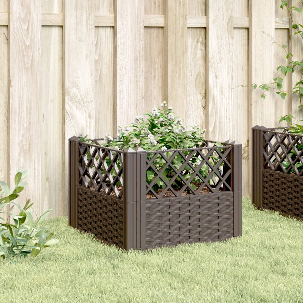 Garden Planter with Pegs Brown 43.5x43.5x43.5 cm PP