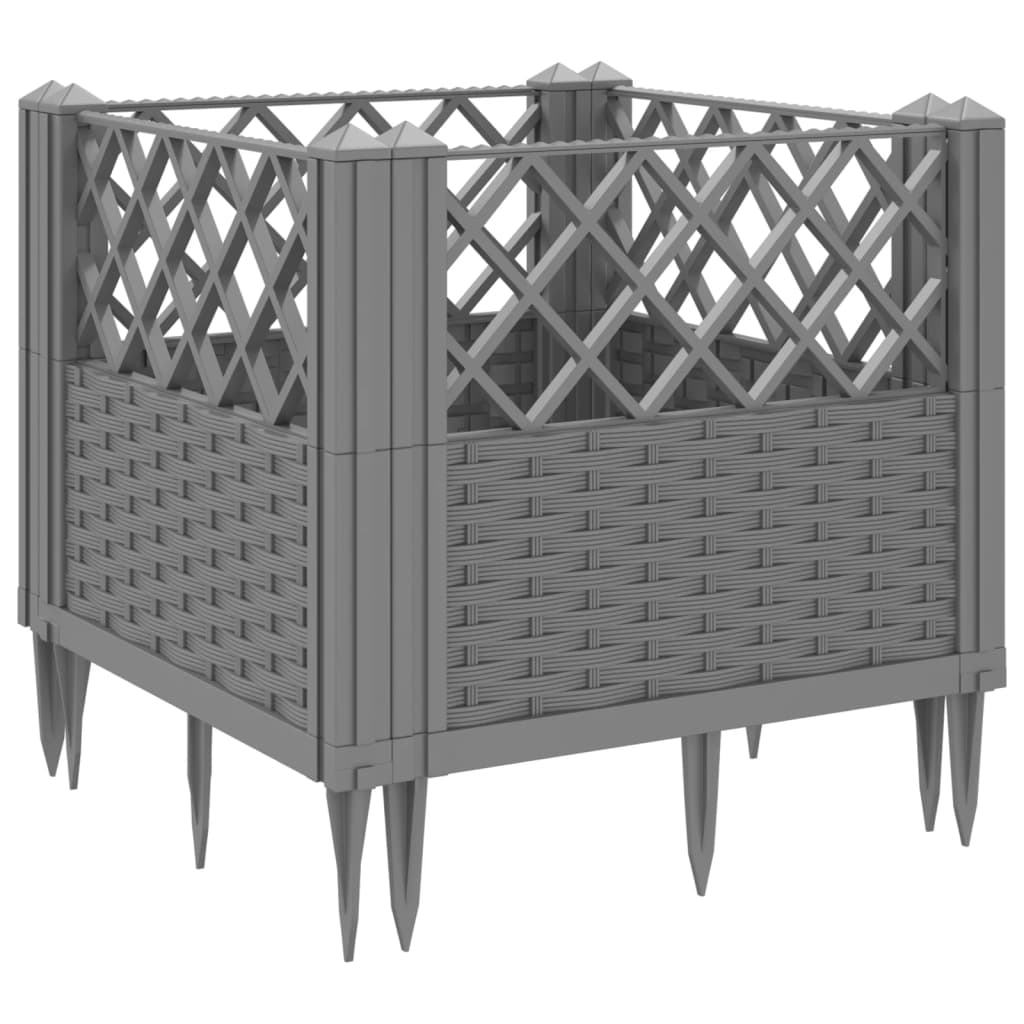 Garden Planter with Pegs Light Grey 43.5x43.5x43.5 cm PP