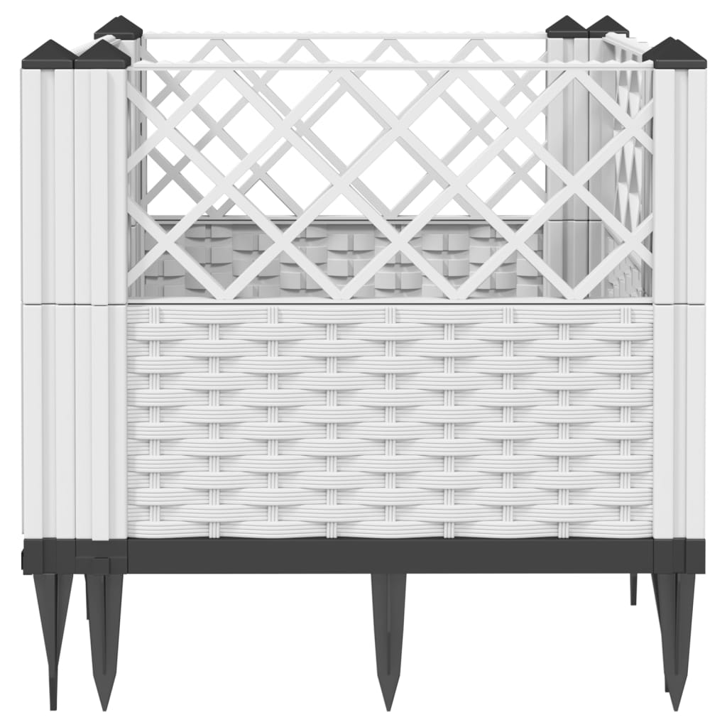 Garden Planter with Pegs White 43.5x43.5x43.5 cm PP