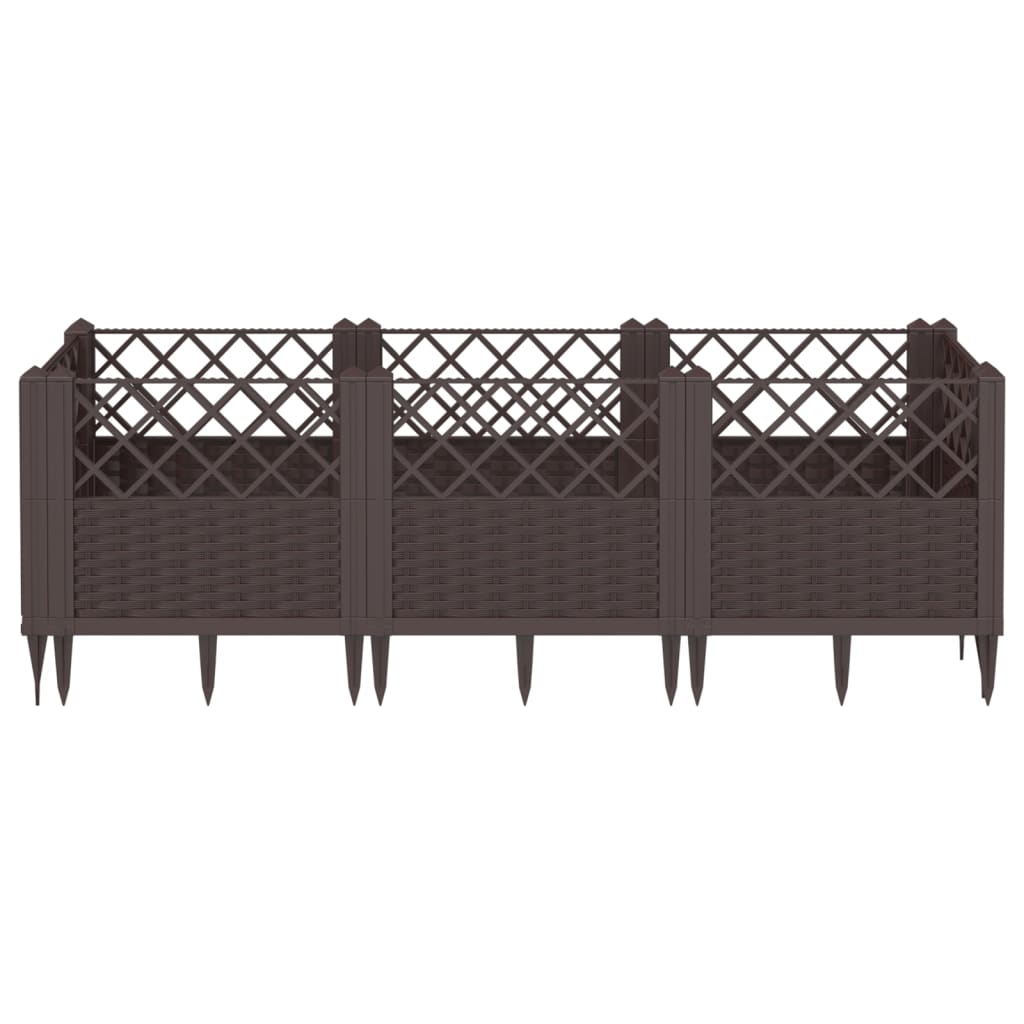 Garden Planter with Pegs Brown 123.5x43.5x43.5 cm PP