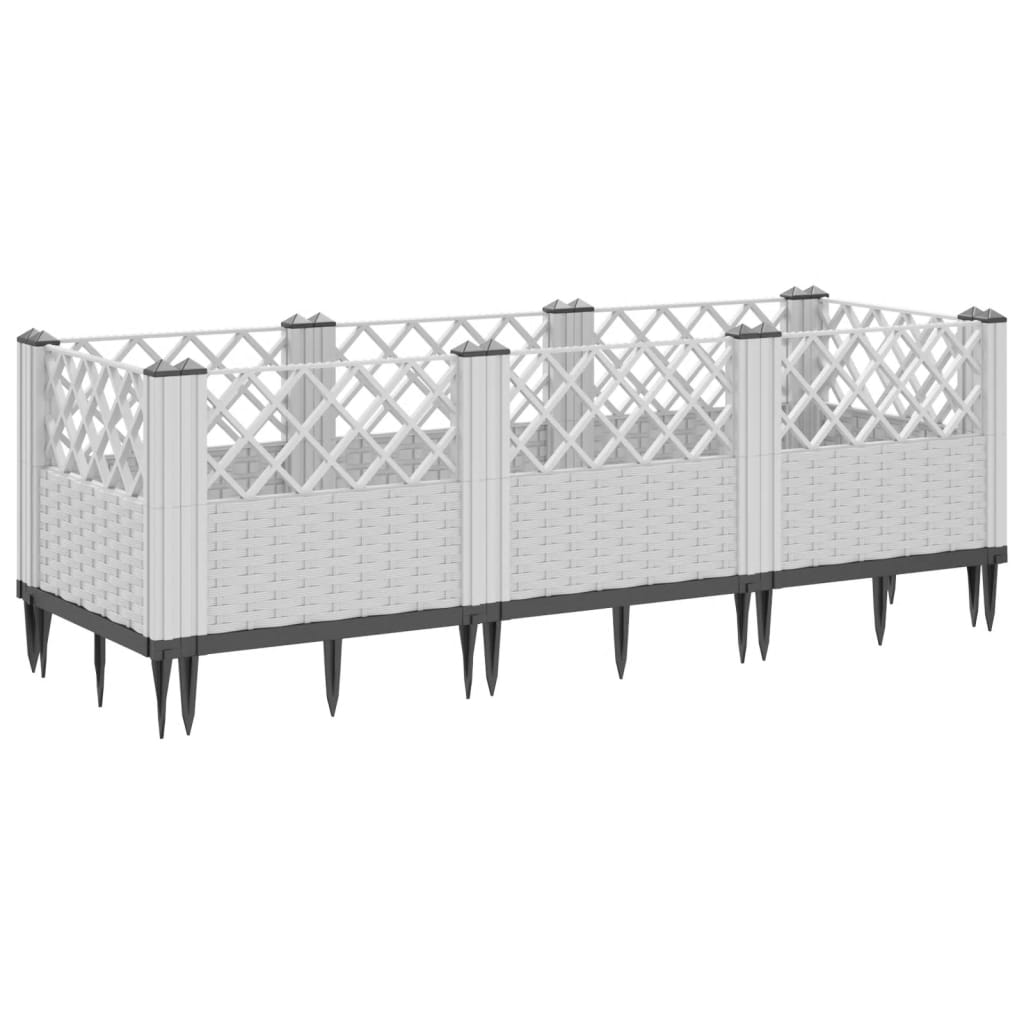 Garden Planter with Pegs White 123.5x43.5x43.5 cm PP