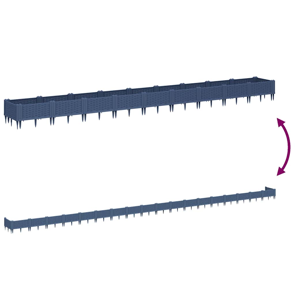 Garden Planter with Pegs Blue Grey 362.5x42.5x28.5 cm PP