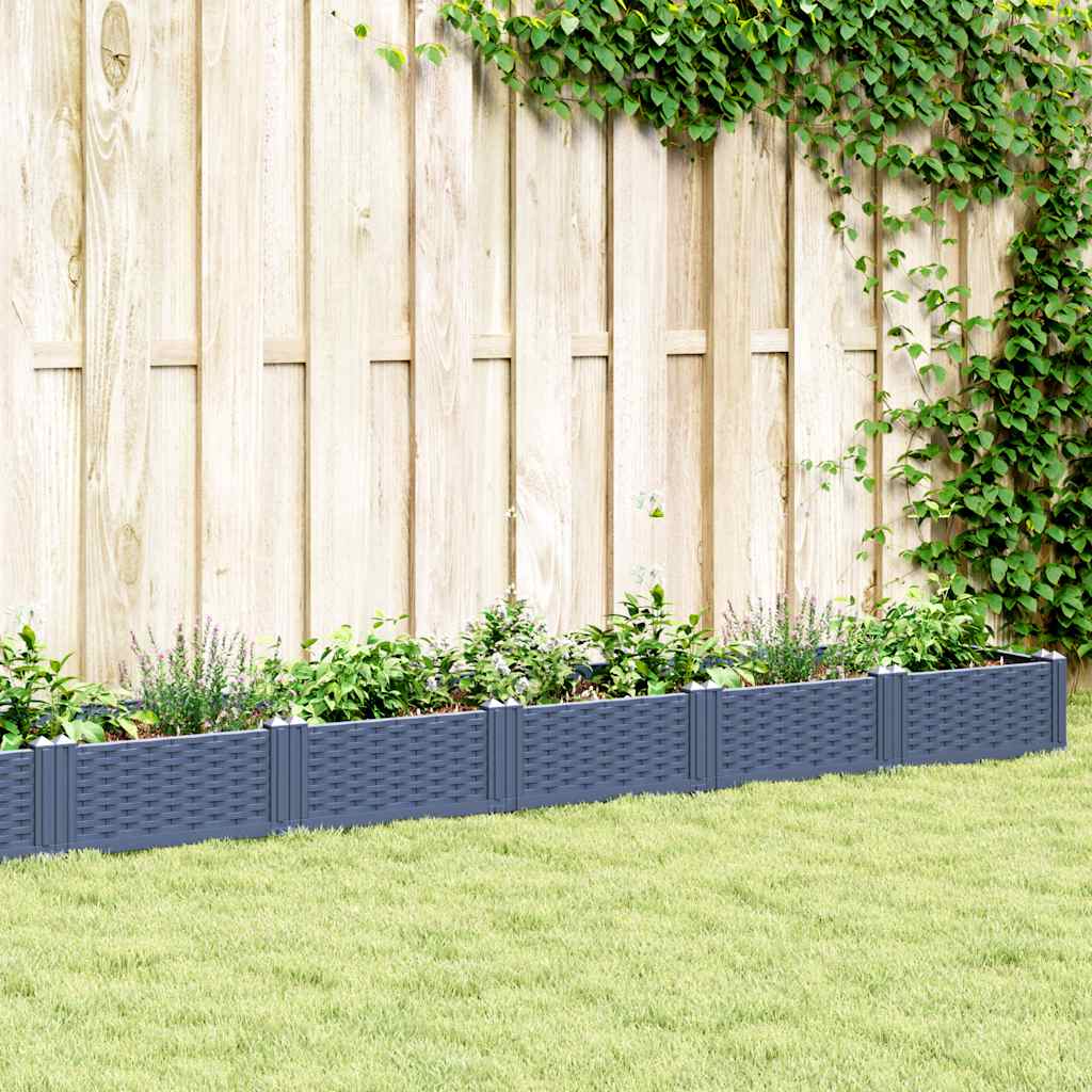 Garden Planter with Pegs Blue Grey 362.5x42.5x28.5 cm PP
