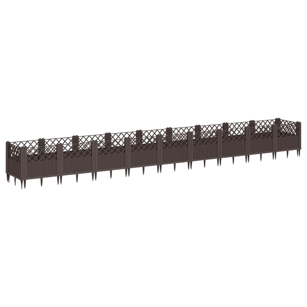 Garden Planter with Pegs Brown 363.5x43.5x43.5 cm PP