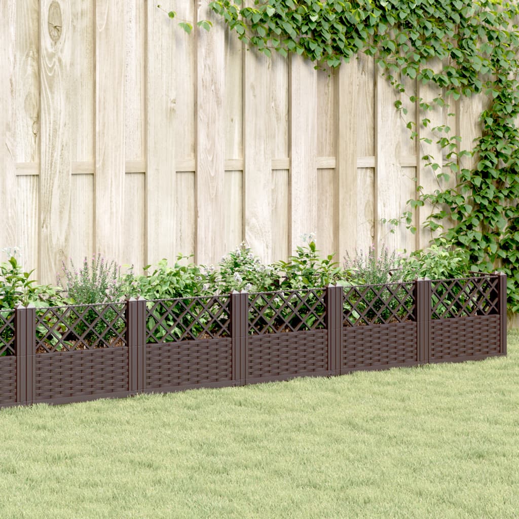 Garden Planter with Pegs Brown 363.5x43.5x43.5 cm PP