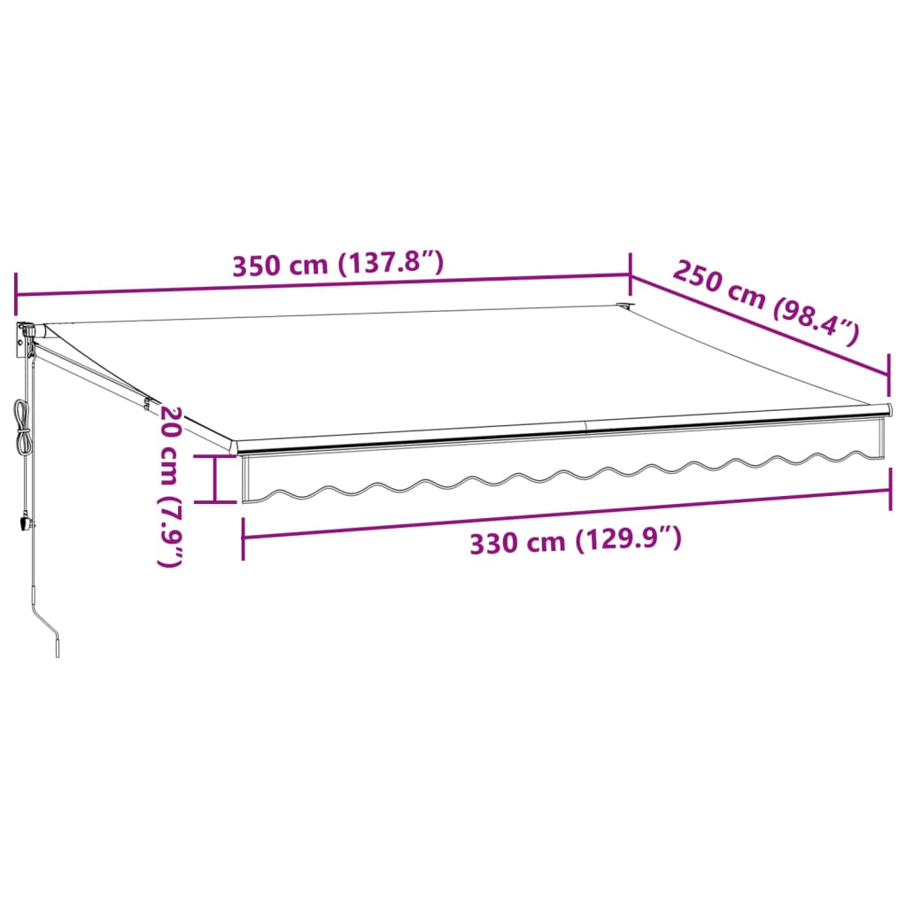 Automatic Retractable Awning Burgundy 350x250 cm