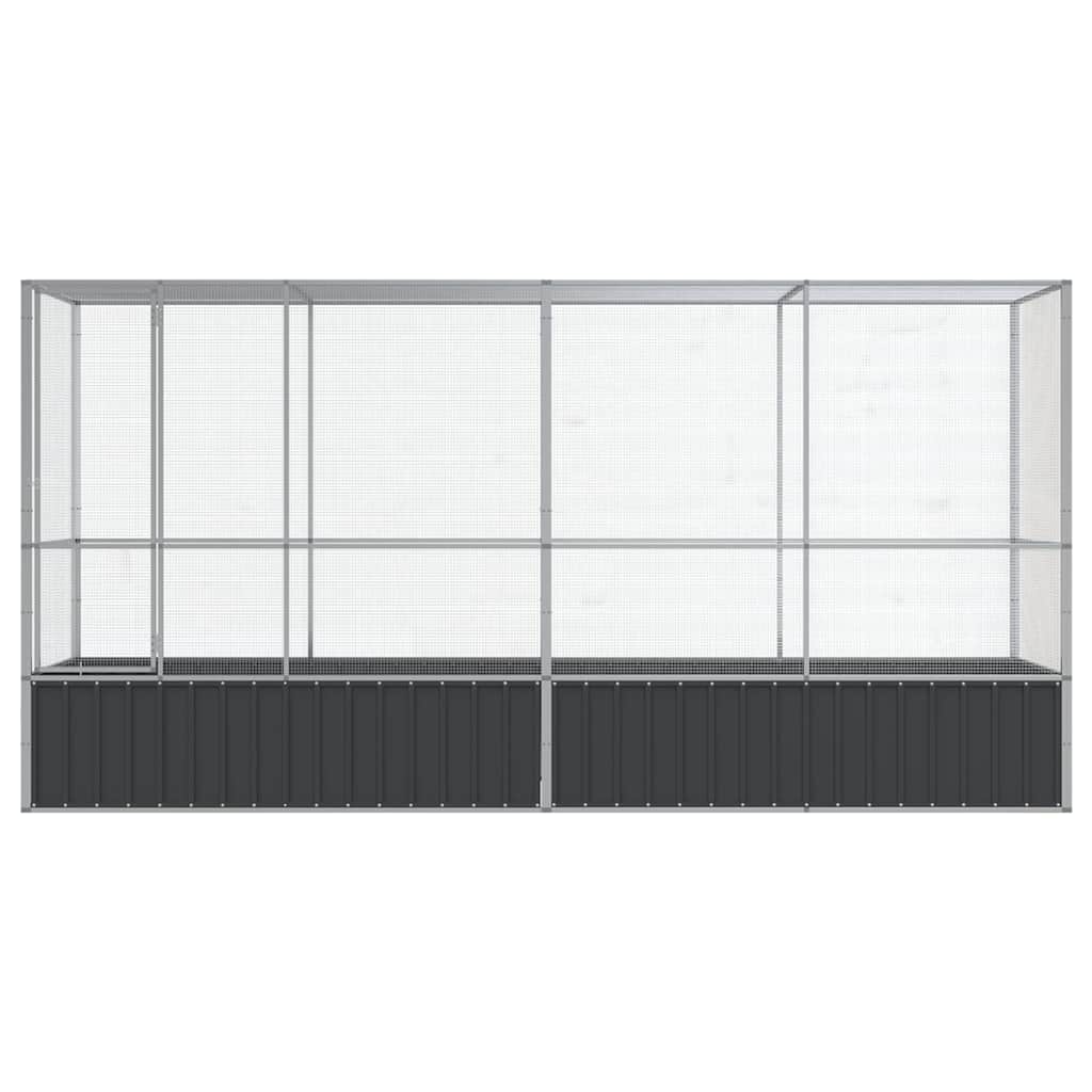 Aviary with Extension Silver 418.5x107x212 cm Steel