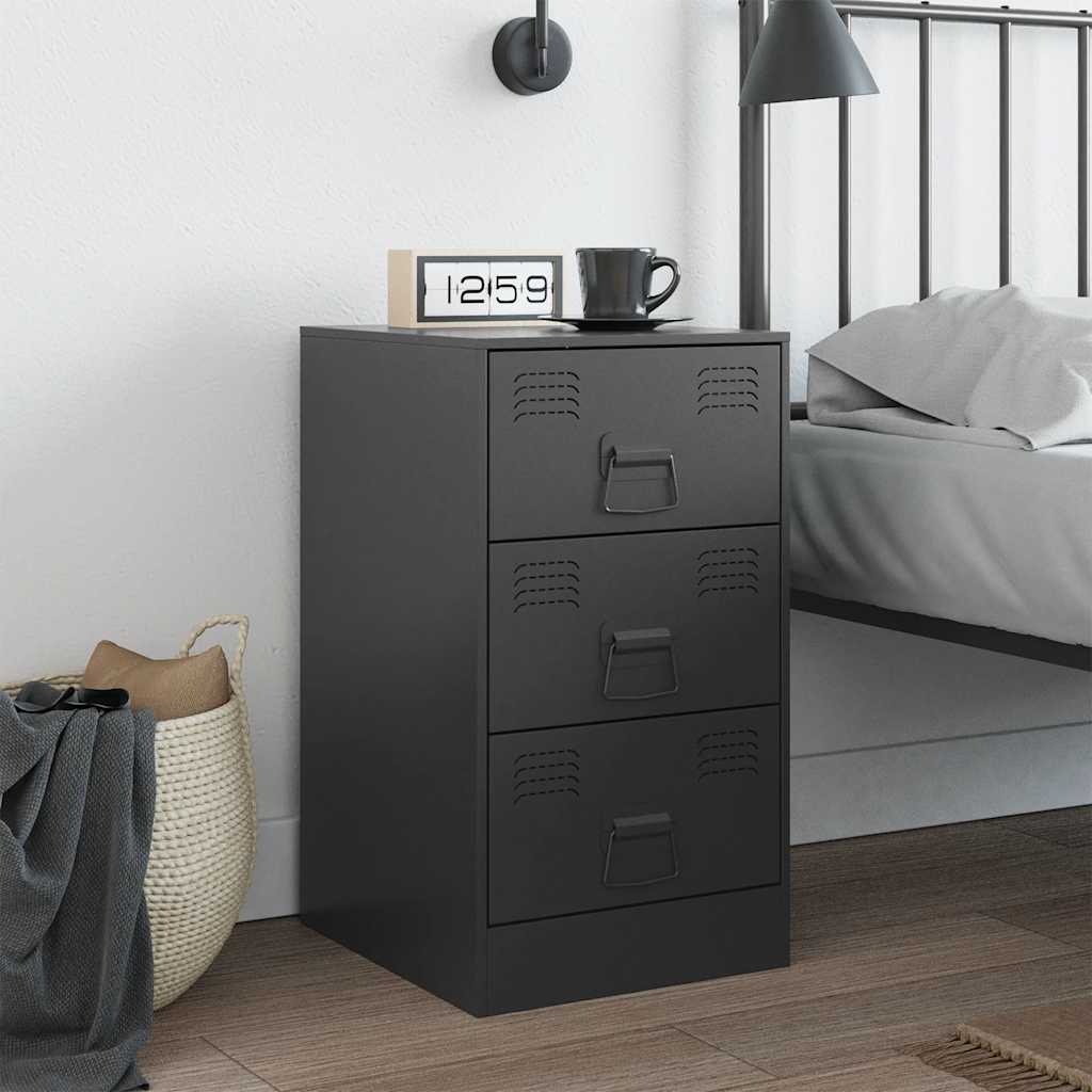 Bedside Cabinet Black 34.5x39x62 cm Steel