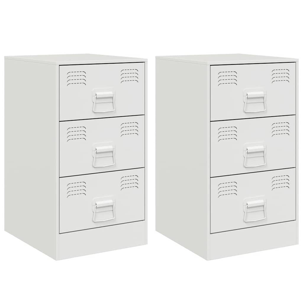 Bedside Cabinets 2 pcs White 34.5x39x62 cm Steel
