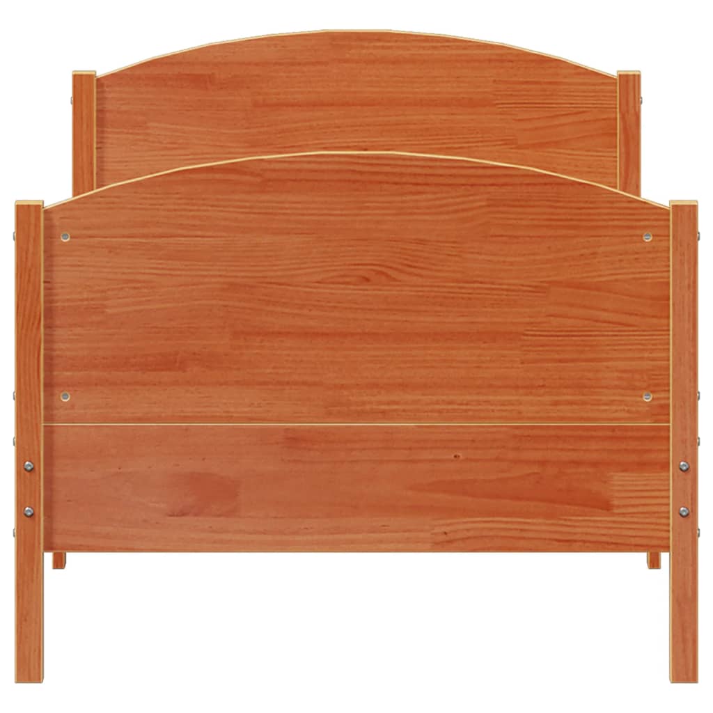 Bed Frame without Mattress Wax Brown 100x200 cm Solid Wood Pine