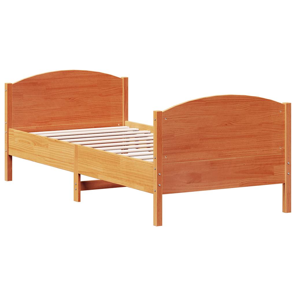 Bed Frame without Mattress Wax Brown 100x200 cm Solid Wood Pine