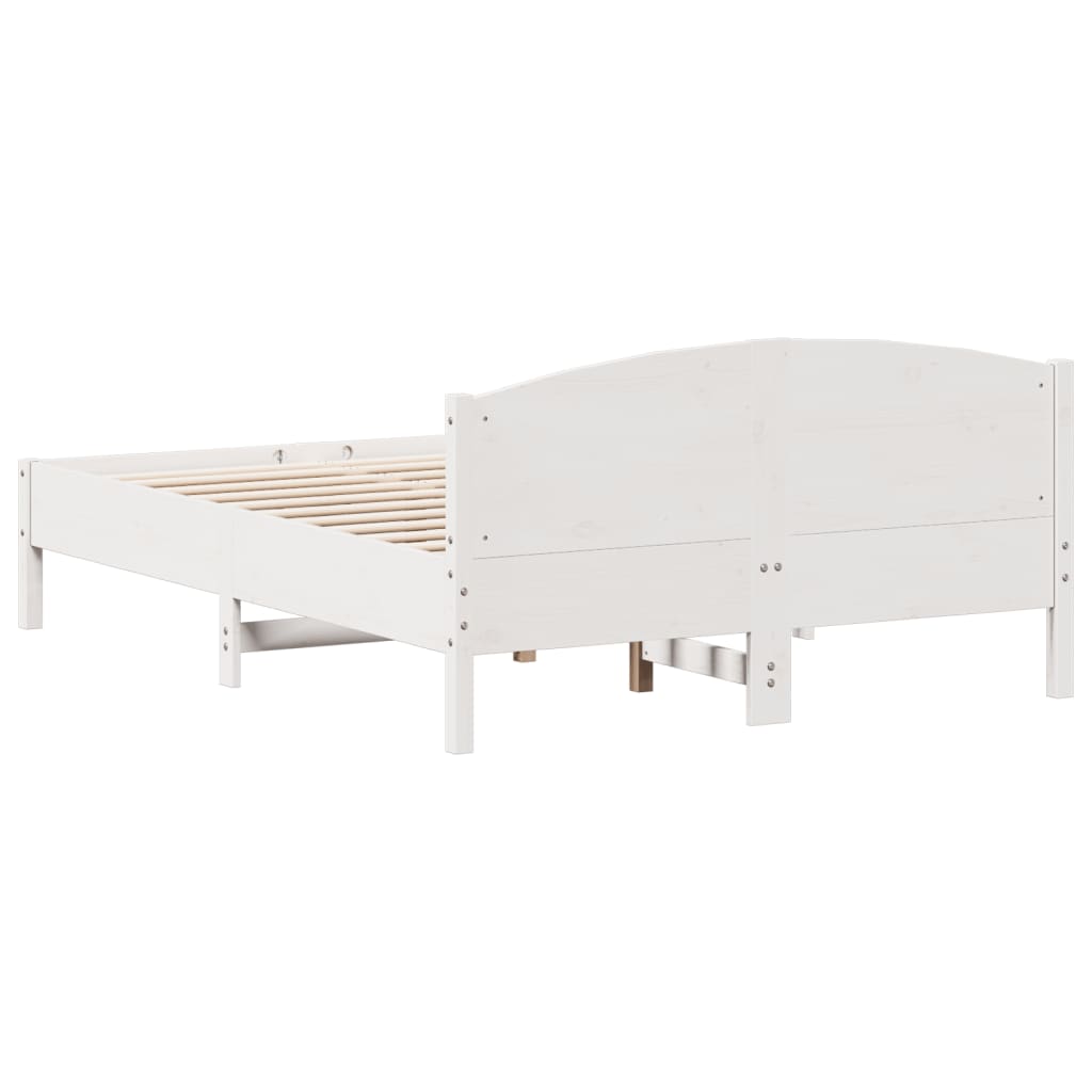 Bed Frame without Mattress White 135x190 cm Double Solid Wood Pine