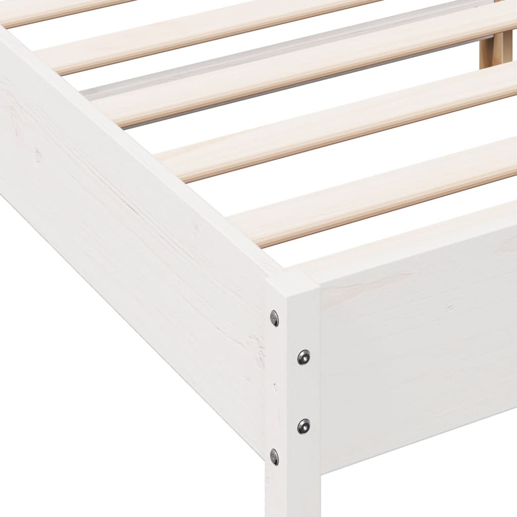Bed Frame without Mattress White 135x190 cm Double Solid Wood Pine