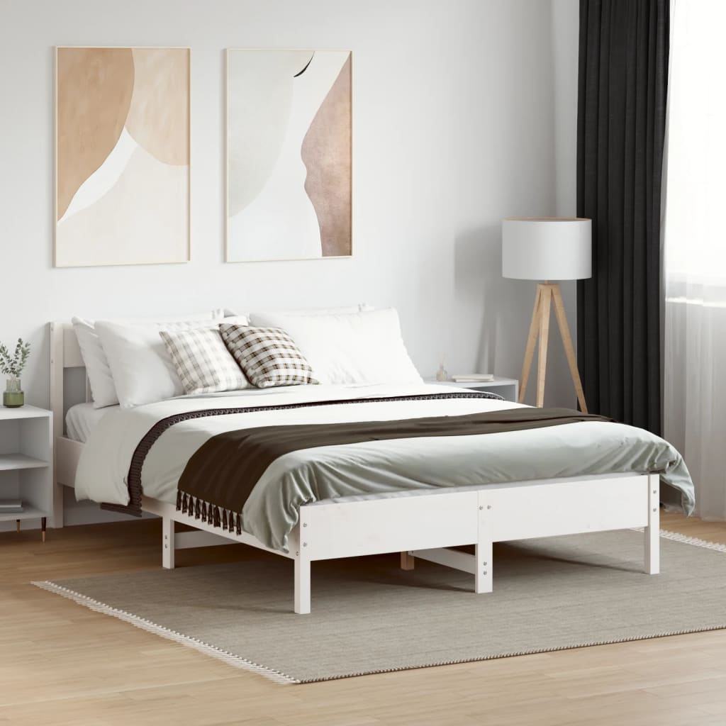 Bed Frame without Mattress White 140x200 cm Solid Wood Pine