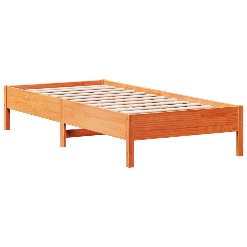 Bed Frame without Mattress Wax Brown 90x200 cm Solid Wood Pine