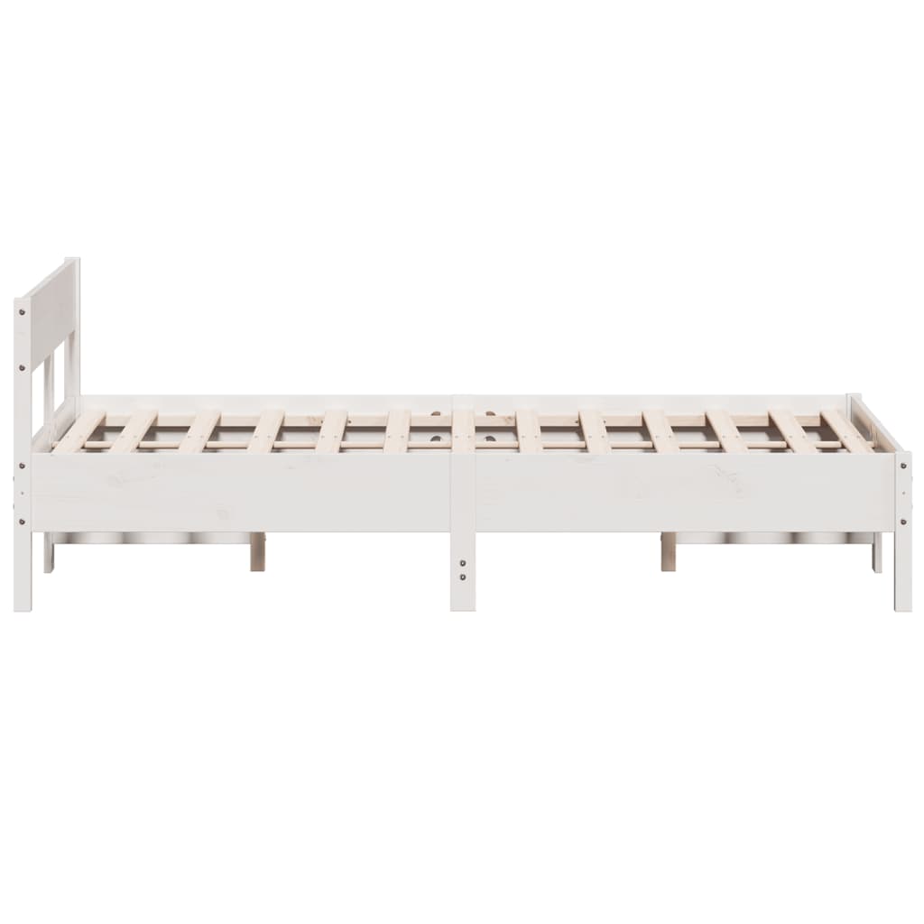 Bed Frame without Mattress White 135x190 cm Double Solid Wood Pine