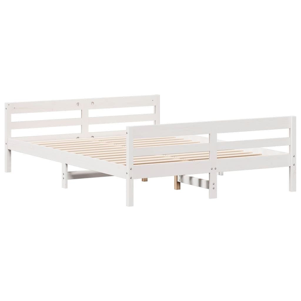 Bed Frame without Mattress White 120x200 cm Solid Wood Pine