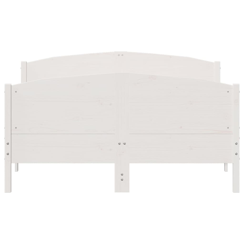 Bed Frame without Mattress White 135x190 cm Double Solid Wood Pine